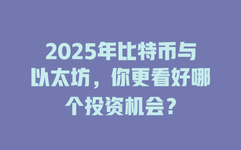 2025年比特币与以太坊,你更看好哪个投资机会? 一