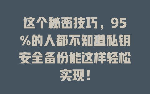 这个秘密技巧,95%的人都不知道私钥安全备份能这样轻松实现! 一