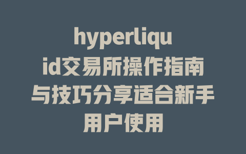 hyperliquid交易所操作指南与技巧分享适合新手用户使用 一
