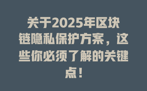 关于2025年区块链隐私保护方案，这些你必须了解的关键点！ 一