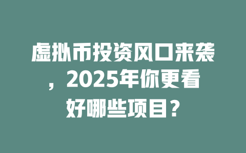 虚拟币投资风口来袭,2025年你更看好哪些项目? 一