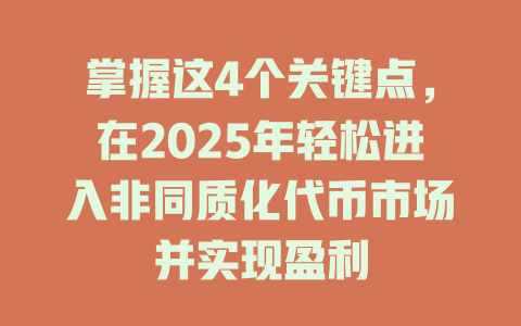 掌握这4个关键点，在2025年轻松进入非同质化代币市场并实现盈利 一