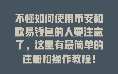 不懂如何使用币安和欧易钱包的人要注意了,这里有最简单的注册和操作教程! 一