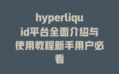 hyperliquid平台全面介绍与使用教程新手用户必看 一
