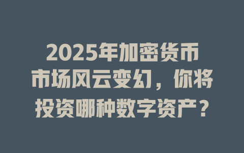 2025年加密货币市场风云变幻,你将投资哪种数字资产? 一