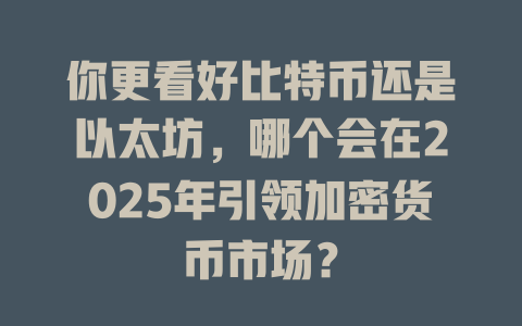 你更看好比特币还是以太坊,哪个会在2025年引领加密货币市场? 一