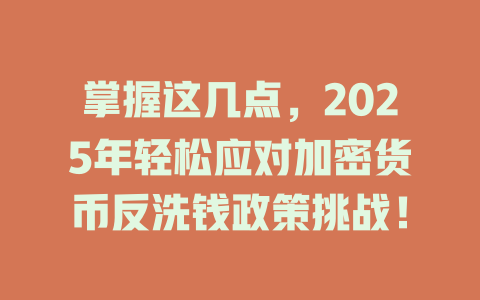 掌握这几点,2025年轻松应对加密货币反洗钱政策挑战! 一