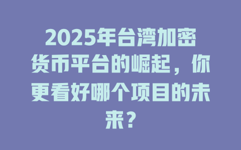 2025年台湾加密货币平台的崛起，你更看好哪个项目的未来？ 一
