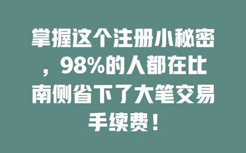 掌握这个注册小秘密,98%的人都在比南侧省下了大笔交易手续费! 一