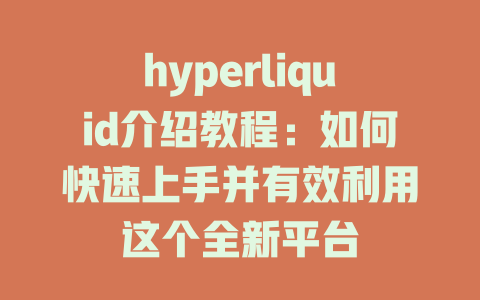 hyperliquid介绍教程:如何快速上手并有效利用这个全新平台 一