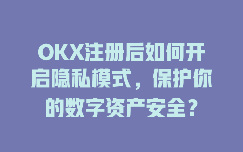 OKX注册后如何开启隐私模式，保护你的数字资产安全？ 一