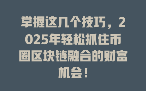掌握这几个技巧,2025年轻松抓住币圈区块链融合的财富机会! 一