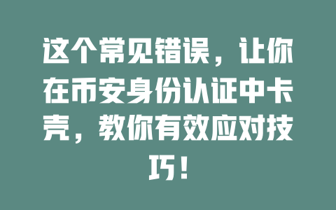这个常见错误,让你在币安身份认证中卡壳,教你有效应对技巧! 一