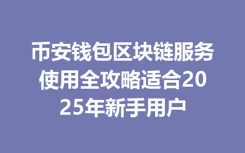币安钱包区块链服务使用全攻略适合2025年新手用户 一