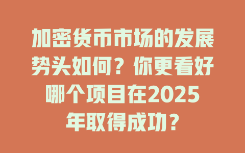 加密货币市场的发展势头如何？你更看好哪个项目在2025年取得成功？ 一