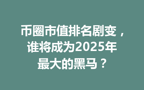 币圈市值排名剧变，谁将成为2025年最大的黑马？ 一