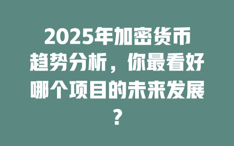 2025年加密货币趋势分析，你最看好哪个项目的未来发展？ 一