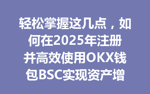 轻松掌握这几点，如何在2025年注册并高效使用OKX钱包BSC实现资产增值？ 一