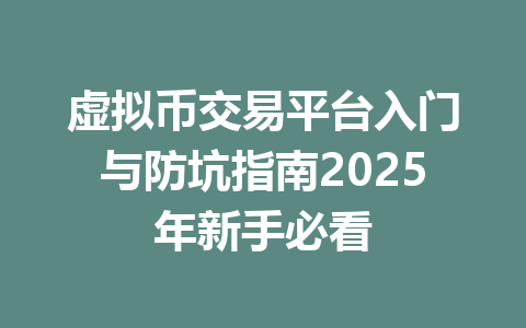 虚拟币交易平台入门与防坑指南2025年新手必看 一