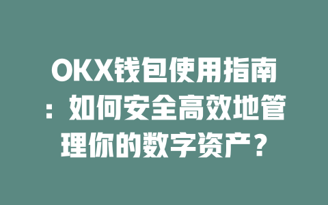 OKX钱包使用指南：如何安全高效地管理你的数字资产？ 一