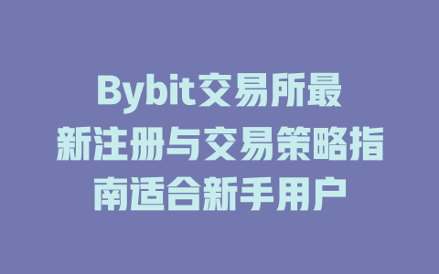 Bybit交易所最新注册与交易策略指南适合新手用户 一