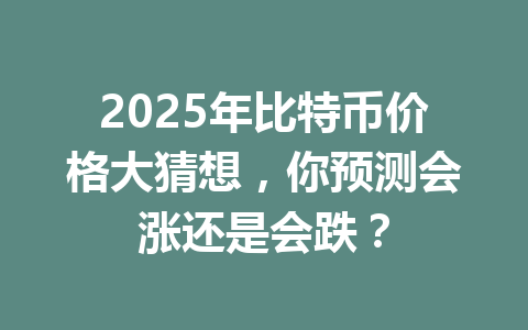 2025年比特币价格大猜想,你预测会涨还是会跌? 一