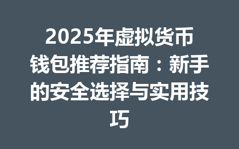 2025年虚拟货币钱包推荐指南：新手的安全选择与实用技巧 一