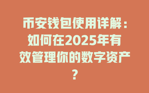 币安钱包使用详解：如何在2025年有效管理你的数字资产？ 一