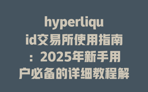 hyperliquid交易所使用指南：2025年新手用户必备的详细教程解析 一