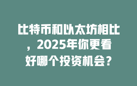 比特币和以太坊相比，2025年你更看好哪个投资机会？ 一