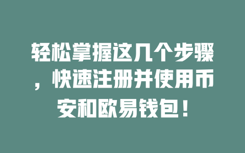轻松掌握这几个步骤,快速注册并使用币安和欧易钱包! 一
