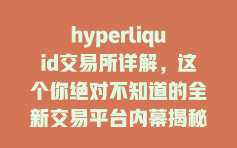 hyperliquid交易所详解,这个你绝对不知道的全新交易平台内幕揭秘! 一