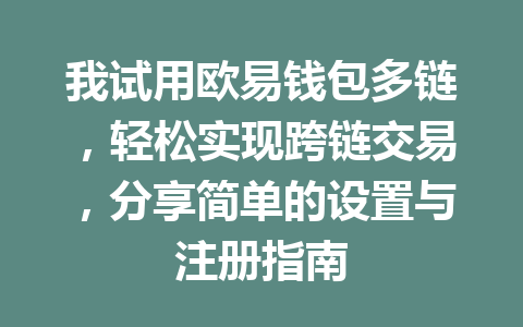 我试用欧易钱包多链，轻松实现跨链交易，分享简单的设置与注册指南 一