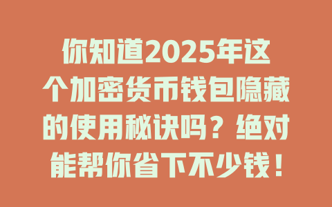 你知道2025年这个加密货币钱包隐藏的使用秘诀吗？绝对能帮你省下不少钱！ 一