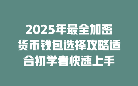 2025年最全加密货币钱包选择攻略适合初学者快速上手 一