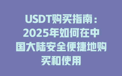 USDT购买指南：2025年如何在中国大陆安全便捷地购买和使用 一
