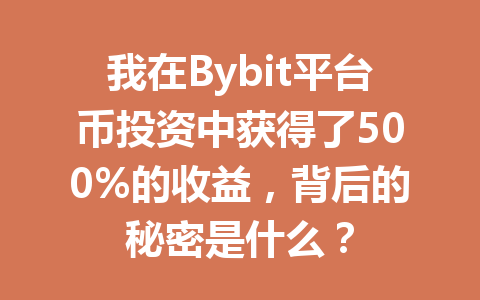 我在Bybit平台币投资中获得了500%的收益,背后的秘密是什么? 一