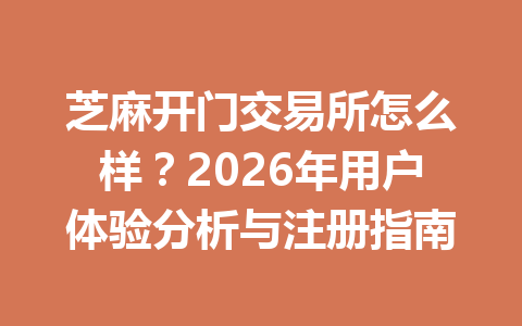 芝麻开门交易所怎么样？2026年用户体验分析与注册指南 一