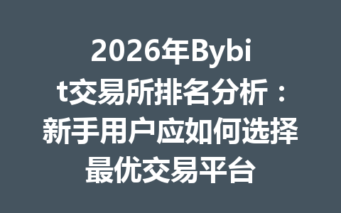 2026年Bybit交易所排名分析：新手用户应如何选择最优交易平台 一