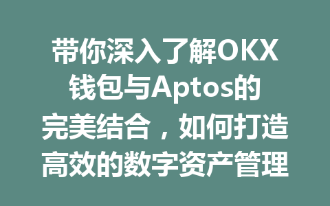 带你深入了解OKX钱包与Aptos的完美结合,如何打造高效的数字资产管理? 一