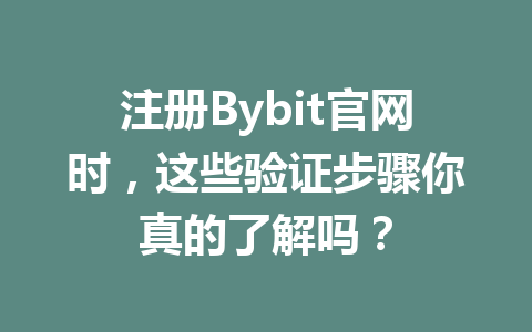 注册Bybit官网时,这些验证步骤你真的了解吗? 一
