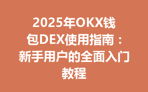 2025年OKX钱包DEX使用指南：新手用户的全面入门教程 一