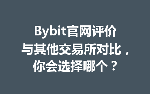 Bybit官网评价与其他交易所对比,你会选择哪个? 一