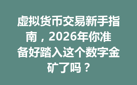 虚拟货币交易新手指南,2026年你准备好踏入这个数字金矿了吗? 一