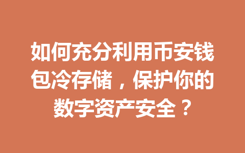 如何充分利用币安钱包冷存储，保护你的数字资产安全？ 一