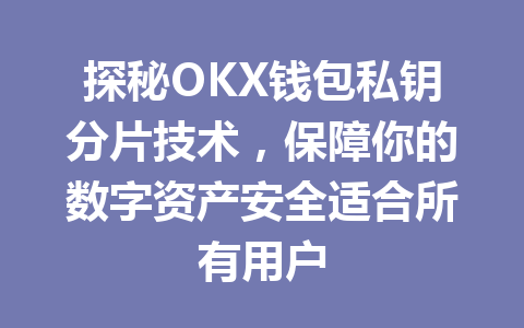 探秘OKX钱包私钥分片技术,保障你的数字资产安全适合所有用户 一