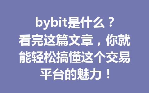 bybit是什么?看完这篇文章,你就能轻松搞懂这个交易平台的魅力! 一