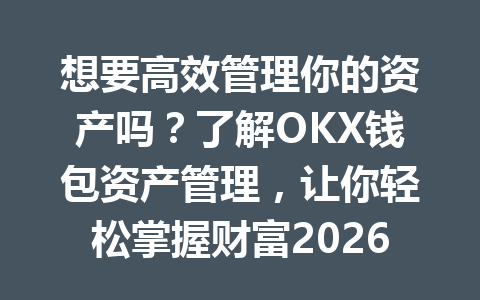 想要高效管理你的资产吗?了解OKX钱包资产管理,让你轻松掌握财富2026年! 一