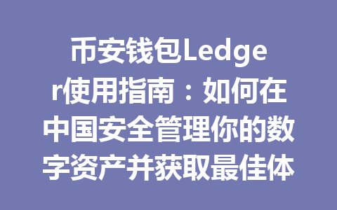 币安钱包Ledger使用指南:如何在中国安全管理你的数字资产并获取最佳体验 一