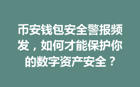 币安钱包安全警报频发，如何才能保护你的数字资产安全？ 一